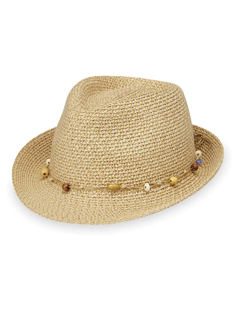 Wallaroo Waverley Woman’s Woven Straw Fedora Hat with Bead Trim - Natural